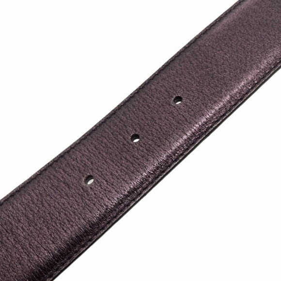 Gucci Women's Metallic Purple Leather Belt with Bamboo Buckle, Size 136078, A...